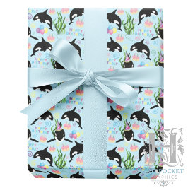 Papel De Regalo Orca Birthday Gift Wrapping Paper in Blue