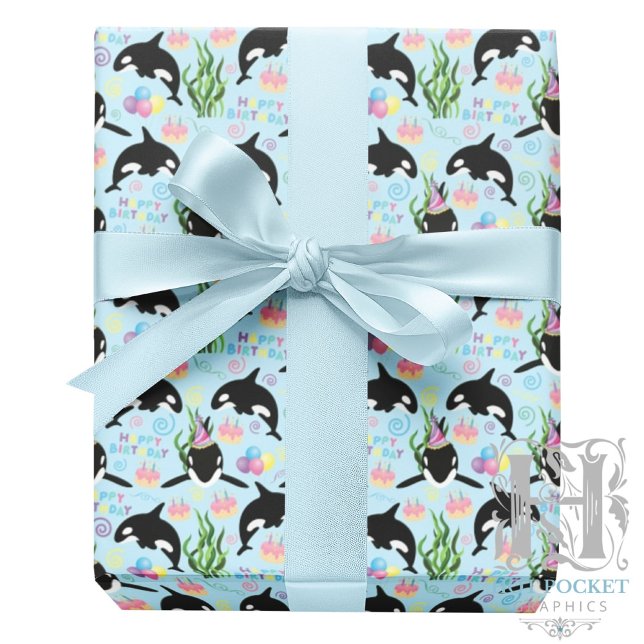 Papel De Regalo Orca Birthday Gift Wrapping Paper in Blue (Subido por el creador)