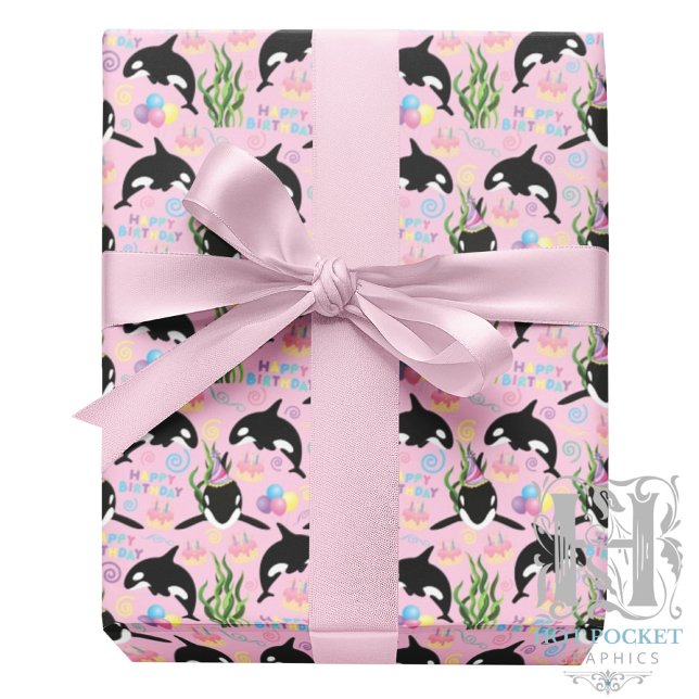 Papel De Regalo Orca Birthday Gift Wrapping Paper in Pink (Subido por el creador)