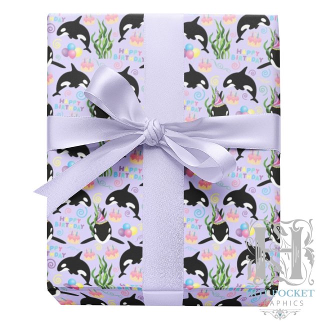 Papel De Regalo Orca Birthday Gift Wrapping Paper in Purple (Subido por el creador)
