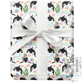 Papel De Regalo Orca Birthday Gift Wrapping Paper in White