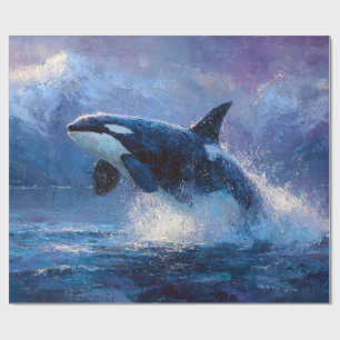 Papel De Regalo Orca Rompiendo la Superficie Cerca de Montañas Nev