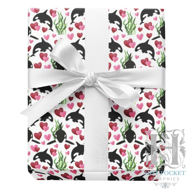 Papel De Regalo Orca Whale Valentine Wrapping Paper (Subido por el creador)