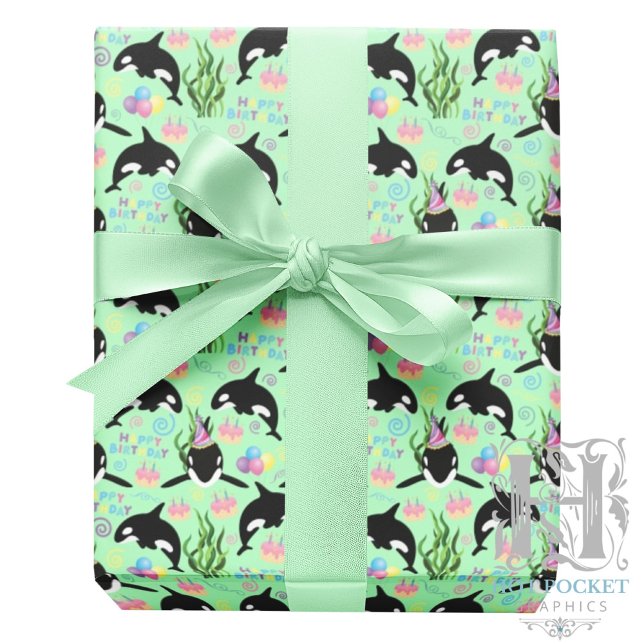Papel De Regalo Orca Whale Wrapping Paper in Green (Subido por el creador)