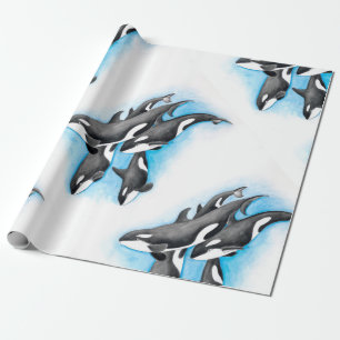 Papel De Regalo orcas en azul