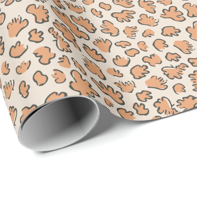 Papel De Regalo Organic Petal Terrazzo | Modern Muted Apricot   (Esquina del rollo)