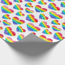 Papel De Regalo Orgullo Arcoiris Corazón blanco