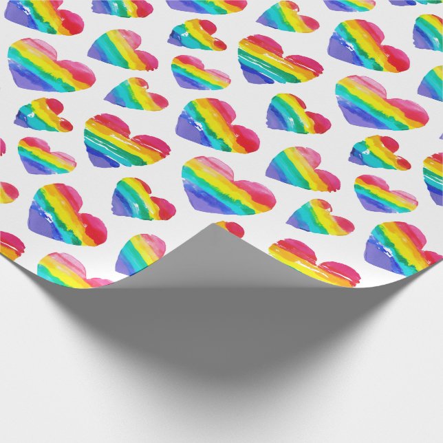 Papel De Regalo Orgullo Arcoiris Corazón blanco (Esquina)