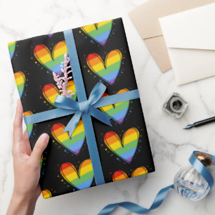 Papel De Regalo Orgullo arcoiris LGBTQ Boda del corazón