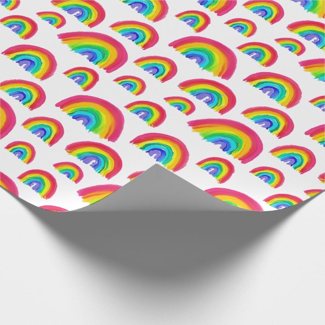 Papel De Regalo Orgullo Arcoiris pintado de blanco a mano (Esquina)