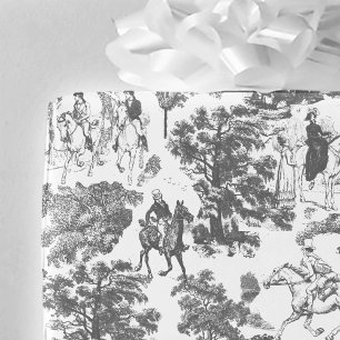 Papel De Regalo Orgullo y prejuicio Caballos de tela blanca negra