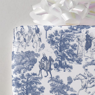 Papel De Regalo Orgullo y prejuicio caballos Dusty Blue Toile