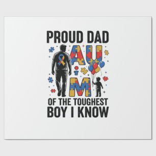 Papel De Regalo Orgulloso Papá Autismo Chico Más Fuerte Diseño Vec