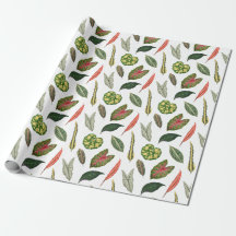 Papel de regalo original con hoja de planta vintag