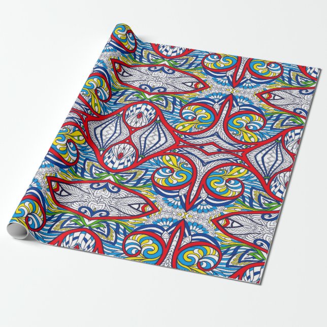 Papel De Regalo Ornamental Tribal Seamless pattern. Illustration.  (Desenrollado)