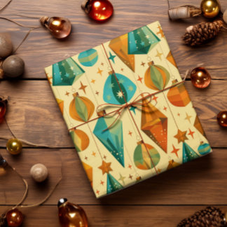 Papel De Regalo Ornamento atómico de los Navidades retro modernos 