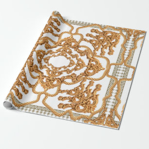Papel De Regalo Ornamento barroco dorado. Cartuche de oro, cicatri