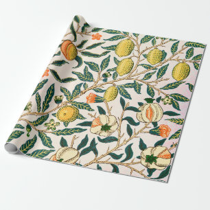 Papel De Regalo Ornamento blanco granado William Morris Fruit