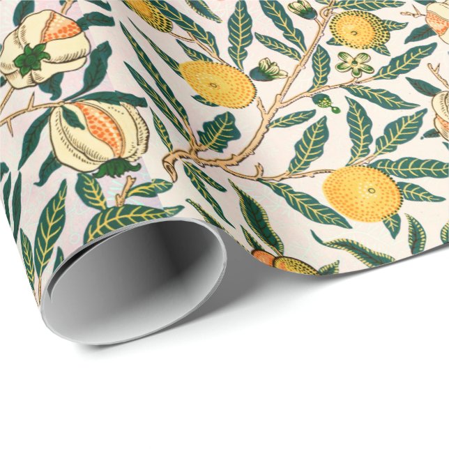 Papel De Regalo Ornamento blanco granado William Morris Fruit (Esquina del rollo)