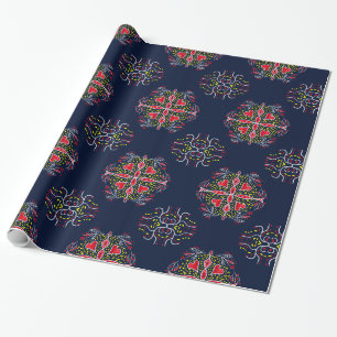 Papel De Regalo Ornamento clásico de mandala azul oscuro