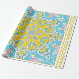 Papel De Regalo Ornamento colorido decorativo sobre fondo blanco, 
