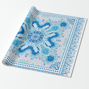 Papel De Regalo Ornamento colorido decorativo sobre fondo blanco,