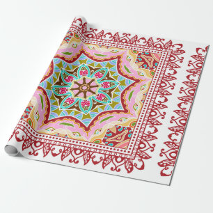 Papel De Regalo Ornamento colorido decorativo sobre fondo blanco, 