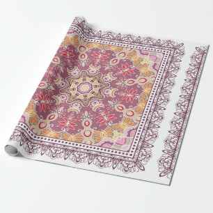 Papel De Regalo Ornamento colorido decorativo sobre fondo blanco,