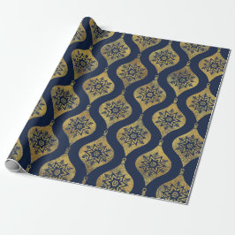 PAPEL DE REGALO "ORNAMENTO DE AZUL Y ORO DE VENTAJA"