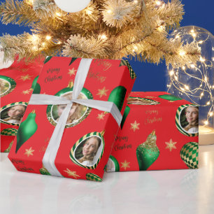 Papel De Regalo Ornamento de fotos de oro verde para Navidades per