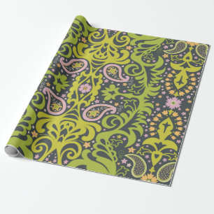 Papel De Regalo ornamento de paisajes orientales; flujo sin costur