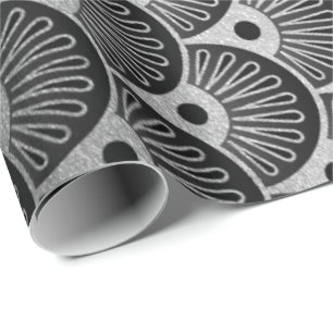 Papel De Regalo Ornamento de plata geométrico Art Deco