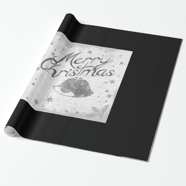 Papel De Regalo Ornamento decorativo Feliz Navidad Elegante Negro (Desenrollado)