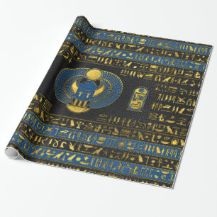 Papel De Regalo Ornamento egipcio de oro del escarabajo en el