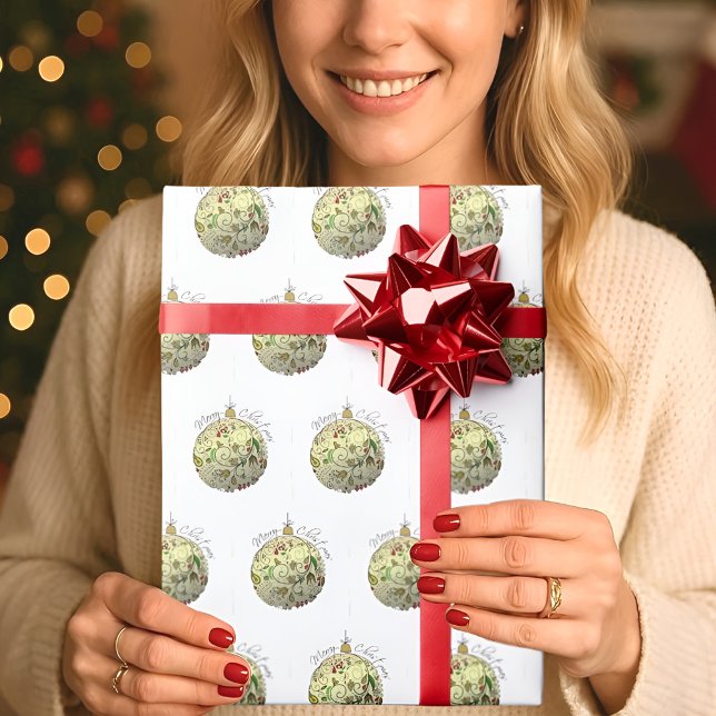 Papel De Regalo Ornamento elegante moderno de Navidades de oro (Subido por el creador)