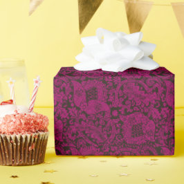 Papel De Regalo Ornamento floral único medieval morado negro