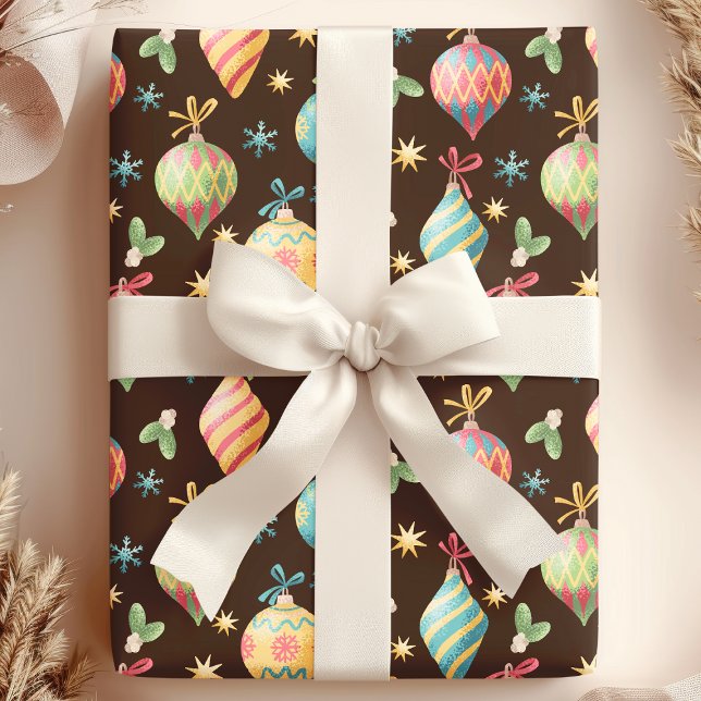 Papel De Regalo Ornamento navideño acuarela marrón (Subido por el creador)