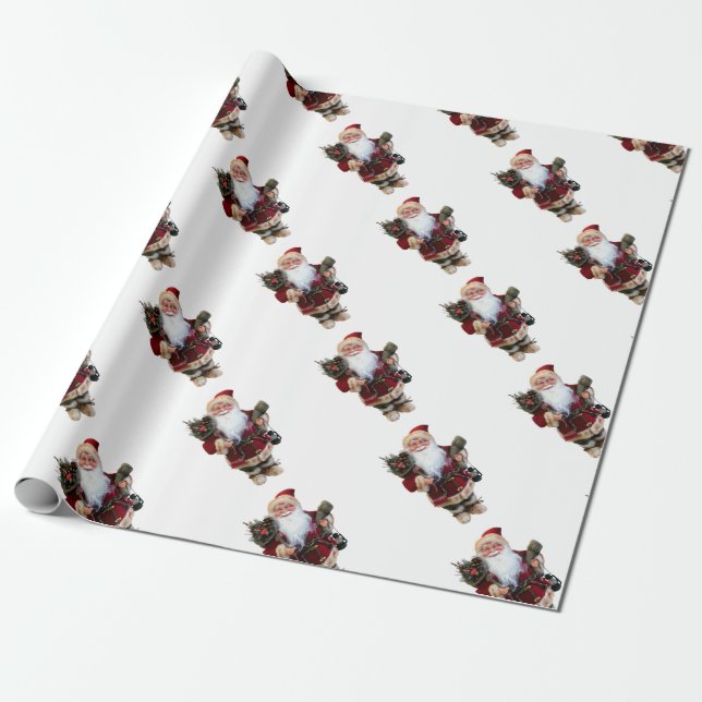 Papel De Regalo Ornamento navideño muñeca de Santa Claus (Desenrollado)