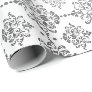Papel De Regalo Ornamento real de plata Damask Princesa floral bla