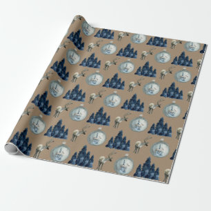 Papel De Regalo Ornamento Rústico Kraft Winter Woodland Spruce Sta
