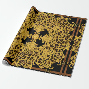 Papel De Regalo Ornamento sin fisuras con leopardo y barroco