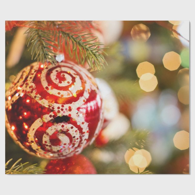 Papel De Regalo Ornamento y luces de Navidad (Superficie plana)