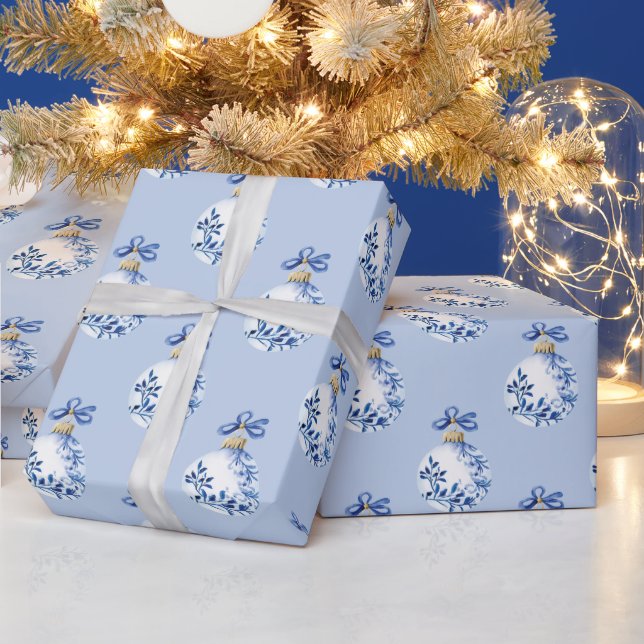 Papel De Regalo Ornamentos Chinoiserie Blue & White de Navidad (Vacaciones)