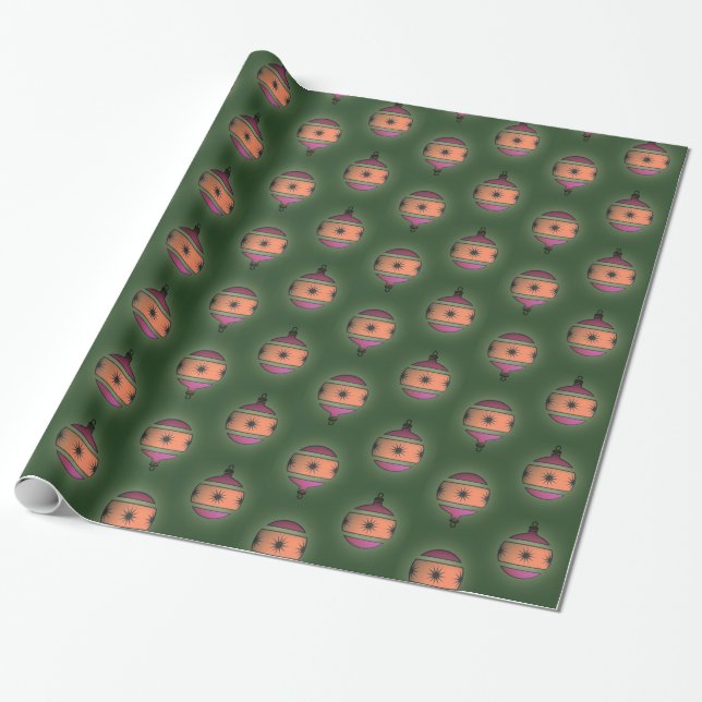 Papel De Regalo Ornamentos de árbol de Navidad pegan morado en ver (Desenrollado)