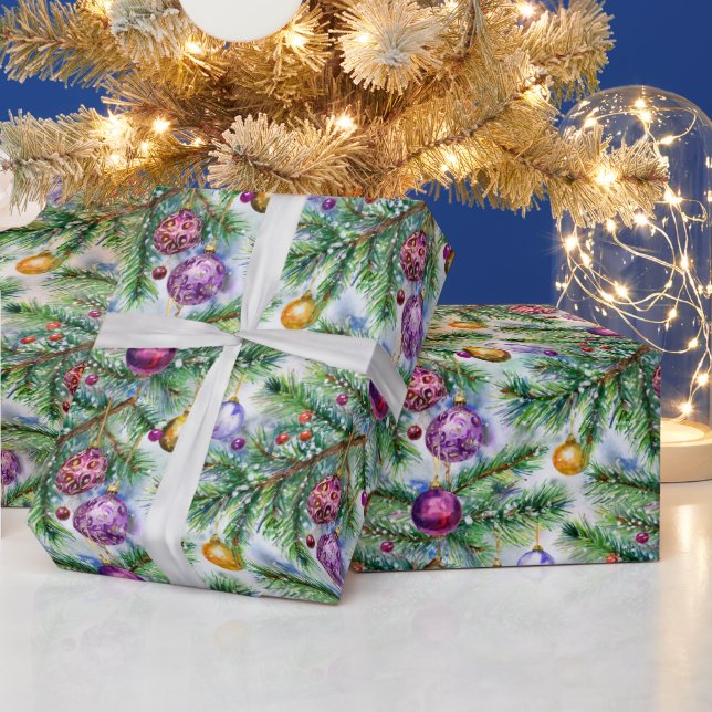 Papel De Regalo Ornamentos de árbol navideño (Vacaciones)