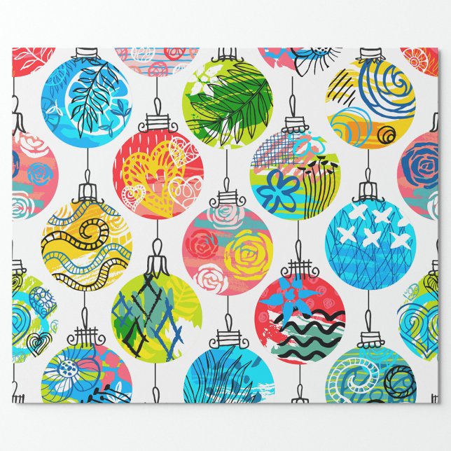 Papel De Regalo Ornamentos de Navidad (Pretty Colorful Design Christmas Ornaments Wrapping Paper!)