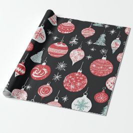 Papel De Regalo Ornamentos de Navidad Negro
