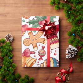 Papel De Regalo Ornamentos festivos y Navidades de pan de jengibre