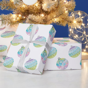Papel De Regalo Ornamentos navideños acuarelas