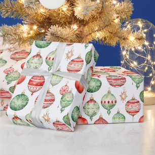 Papel De Regalo Ornamentos navideños acuarelas